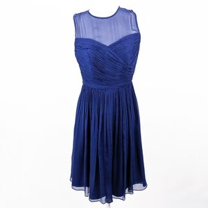 J.Crew 100% Silk Sleeveless Cocktail Party Dress Navy 6 Wedding Guest